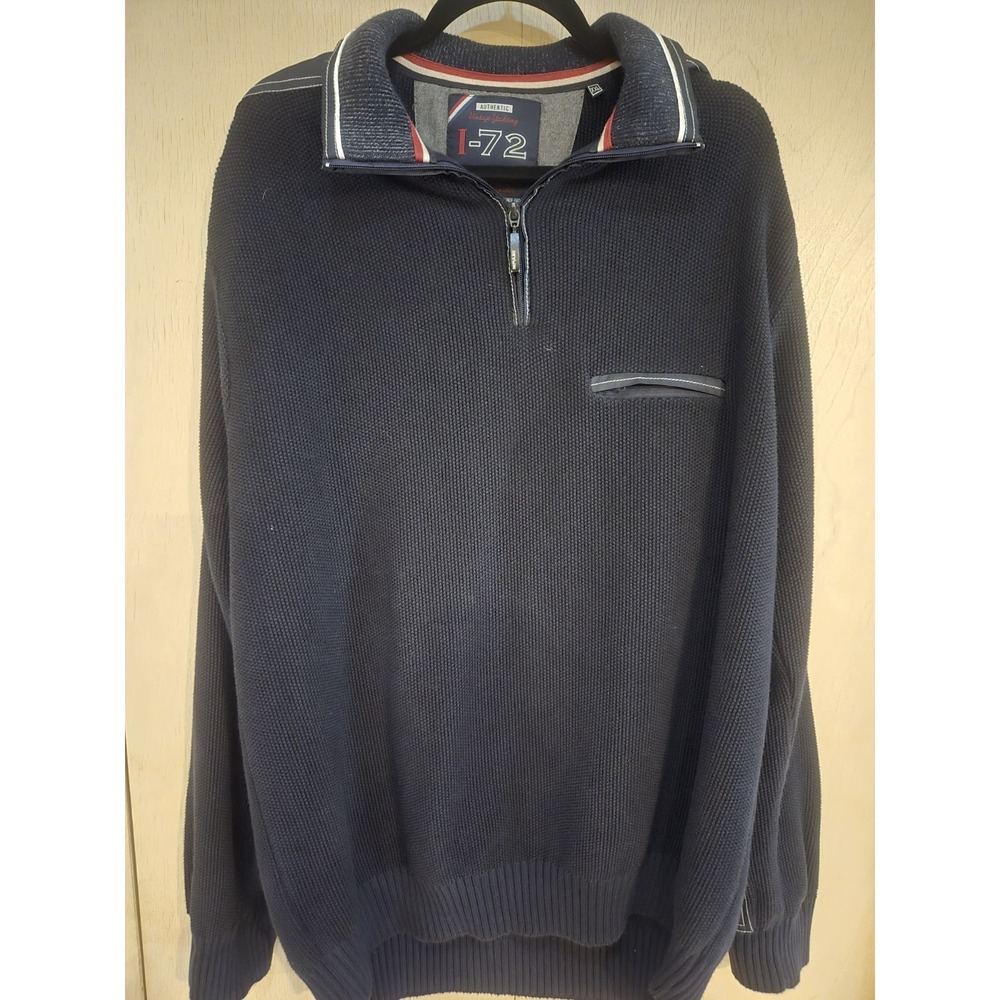 I-72 Impulso Isle Regatta Sail 1/4 Zip Waffle Sweater Navy Cotton XXL...